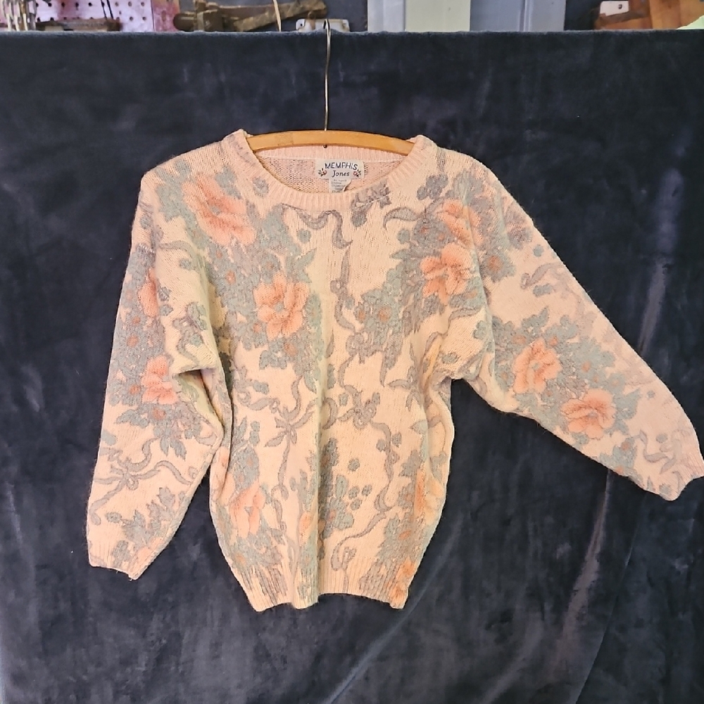 Vintage Angora Floral Patterned Sweater